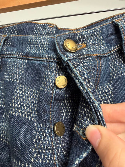 Preowned Louis Vuitton Damier Navy Denim Jeans size 30