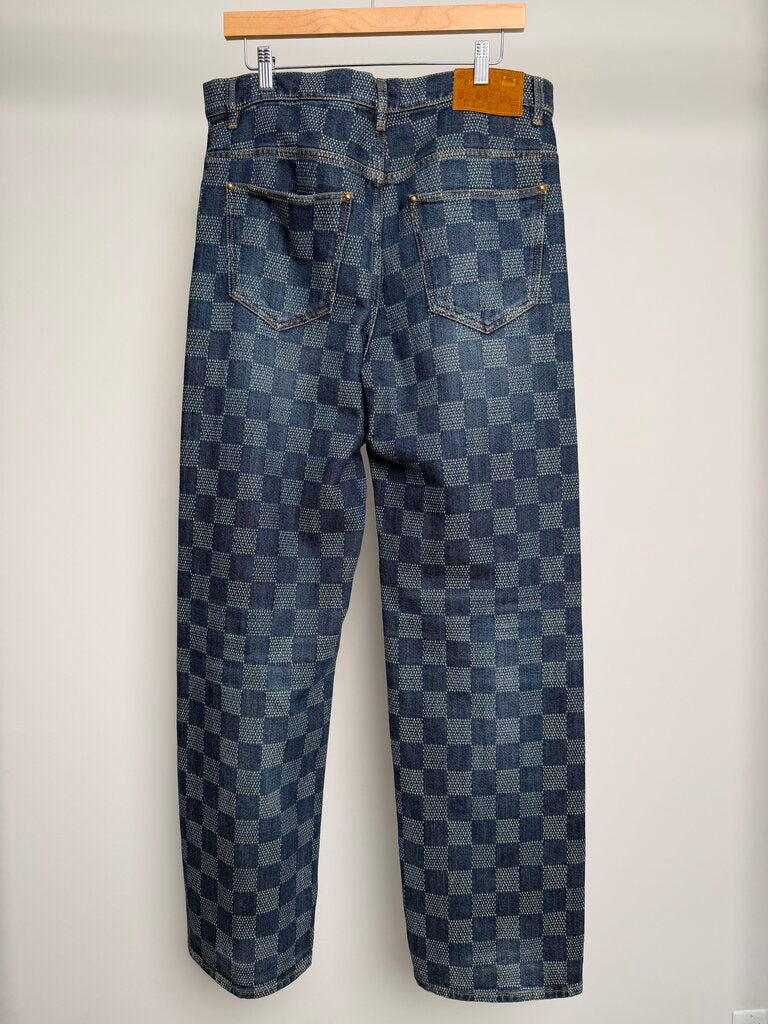 Preowned Louis Vuitton Damier Navy Denim Jeans size 30