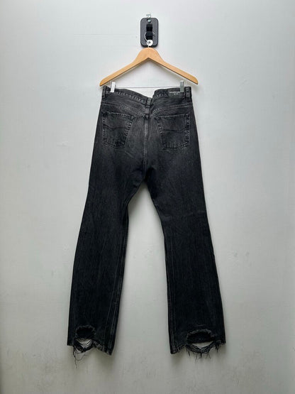 Preowned Balenciaga Lost Tape Distressed Black Flare Denim sz.M(34-36)