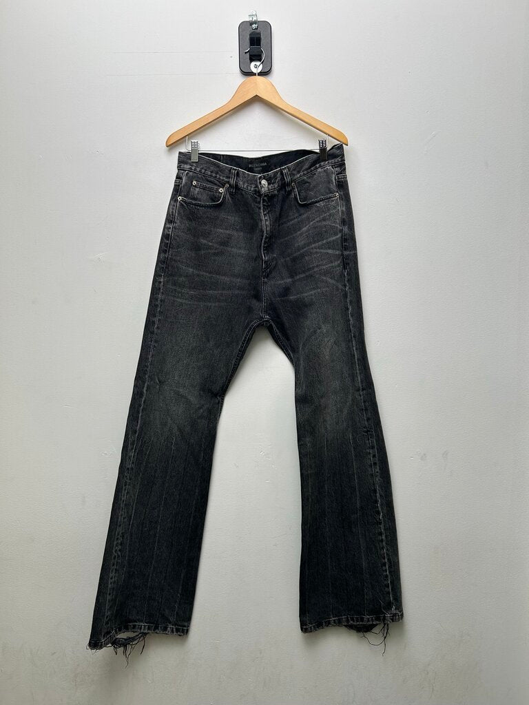 Preowned Balenciaga Lost Tape Distressed Black Flare Denim sz.M(34-36)