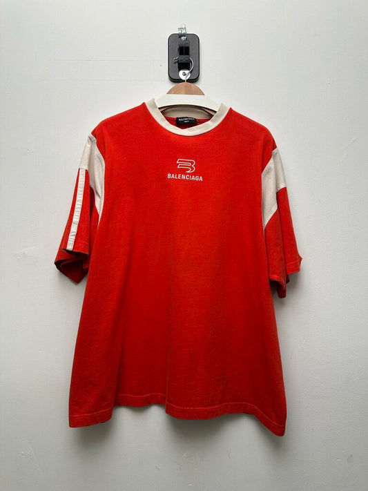 Preowned Balenciaga Sporty B Red T-Shirt Boxy Oversized sz.L