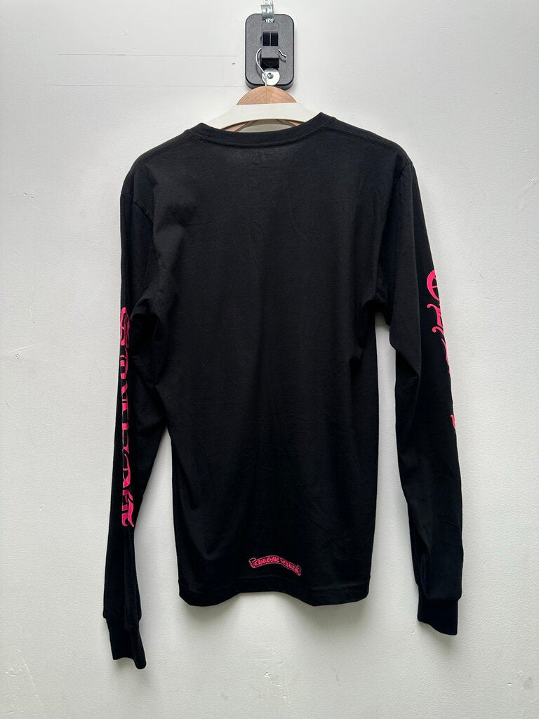 Preowned Chrome Hearts Pink Neck Logo Black Longsleeve sz.M