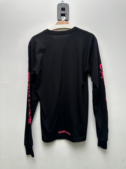 Preowned Chrome Hearts Pink Neck Logo Black Longsleeve sz.M