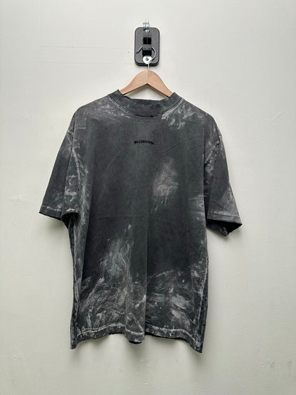 Preowned Balenciaga White Paint Dye Grey Tee sz.M