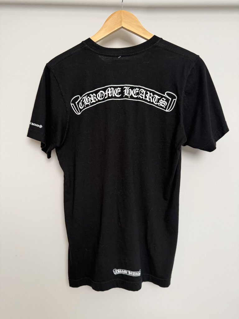 Preowned Chrome Hearts Scroll Pocket Black Tee Size Small