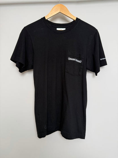 Preowned Chrome Hearts Scroll Pocket Black Tee Size Small