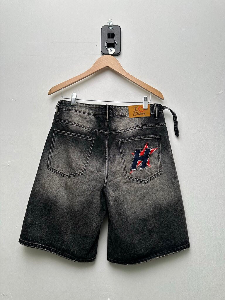 Preowned HMDD Rhinestone Black Denim Shorts sz.S