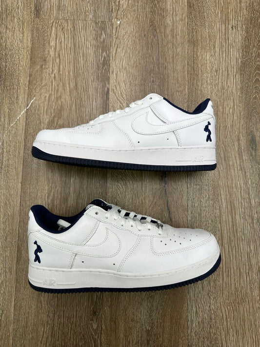 Preowned Lil Yatchy Air Forces White Navy Sz 11