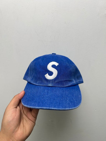 New Supreme S Logo 6 Panel Fade Blue Hat