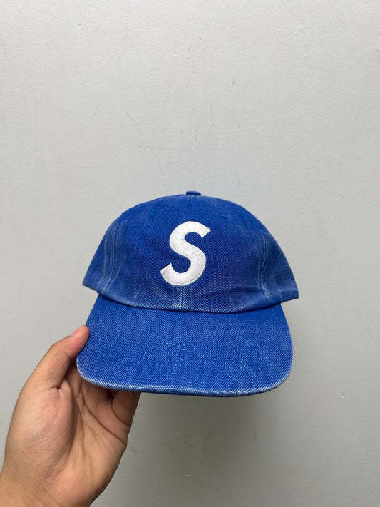 New Supreme S Logo 6 Panel Fade Blue Hat