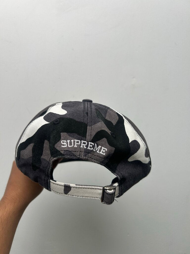 New Supreme S Logo 6 Panel Fade White Camo Hat