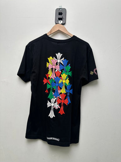 Chrome Hearts Multi Color Cross Back Logo Black Tee sz.L