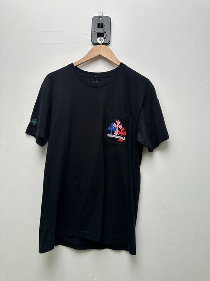 Chrome Hearts Multi Color Cross Back Logo Black Tee sz.L