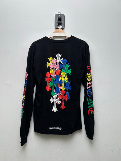Chrome Hearts Multi Color Cross Back Logo Black Longsleeve sz.L