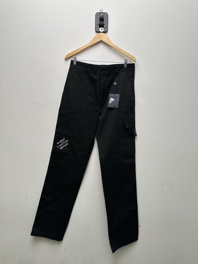 New Louis Vuitton White Embroidery Black Cargo Pants Sz. 50