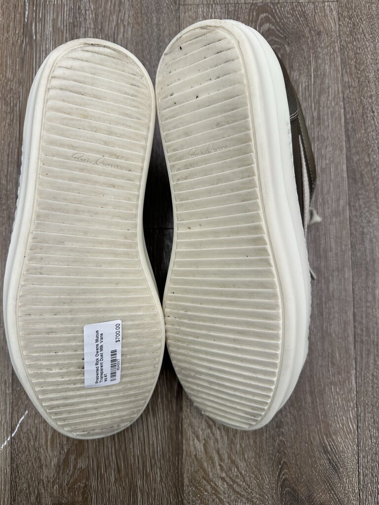 Preowned Rick Owens Mucus Transparent Dust Milk Vans sz.41