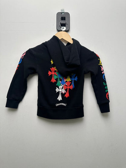 Preowned Chrome Hearts Multi Color Cross Black Baby Zip Hoodie sz.4T