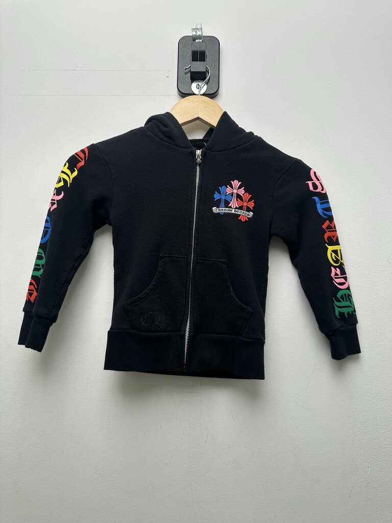 Preowned Chrome Hearts Multi Color Cross Black Baby Zip Hoodie sz.4T
