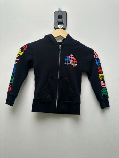 Preowned Chrome Hearts Multi Color Cross Black Baby Zip Hoodie sz.4T