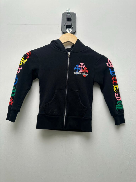 Preowned Chrome Hearts Multi Color Cross Black Baby Zip Hoodie sz.4T