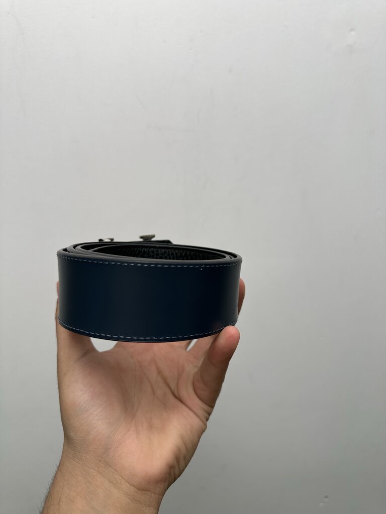 Preowned Louis Vuitton Reversible Black Blue Silver Damiere Buckle Belt sz.34(NO BOX)