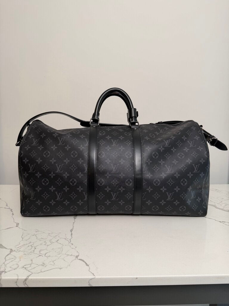 Preowned Louis Vuitton Monogram Black Keepall 55