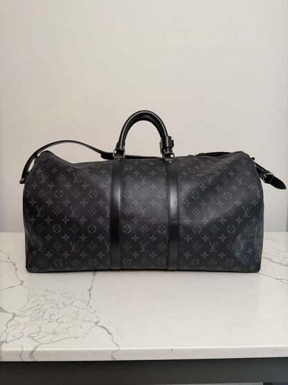 Preowned Louis Vuitton Monogram Black Keepall 55