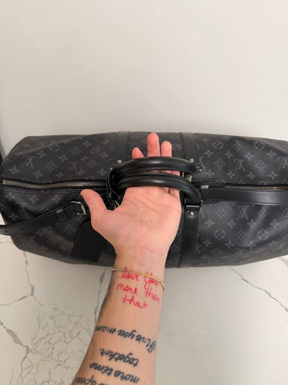 Preowned Louis Vuitton Monogram Black Keepall 55