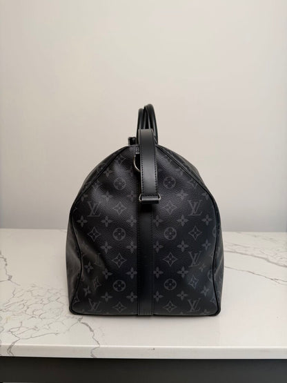 Preowned Louis Vuitton Monogram Black Keepall 55