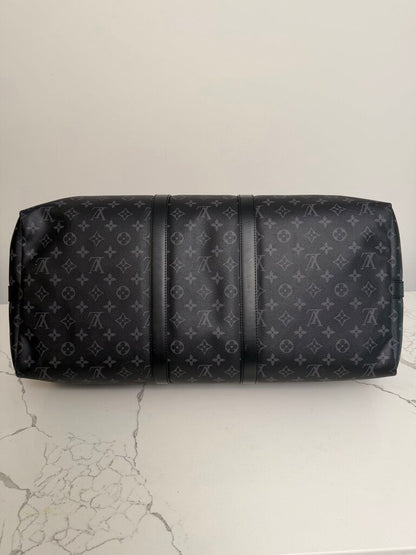 Preowned Louis Vuitton Monogram Black Keepall 55