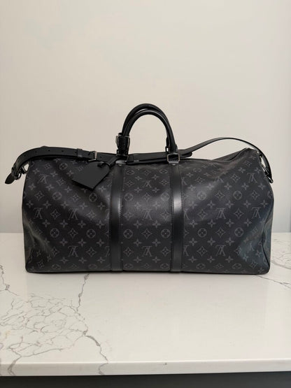 Preowned Louis Vuitton Monogram Black Keepall 55