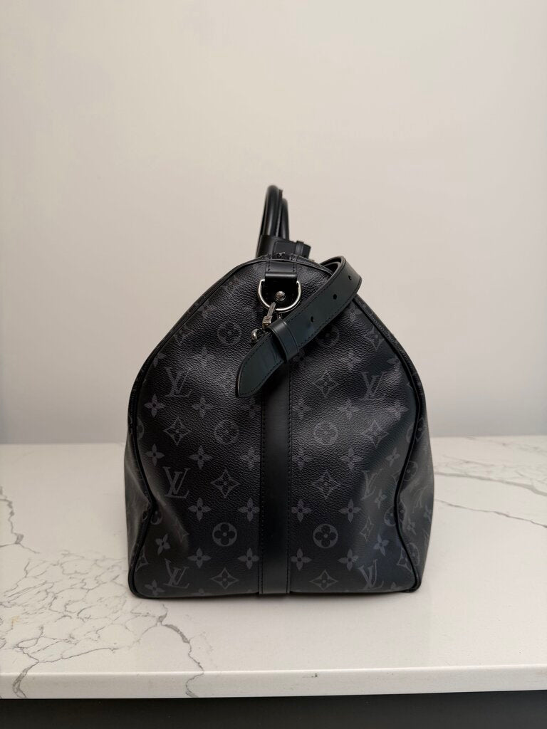 Preowned Louis Vuitton Monogram Black Keepall 55