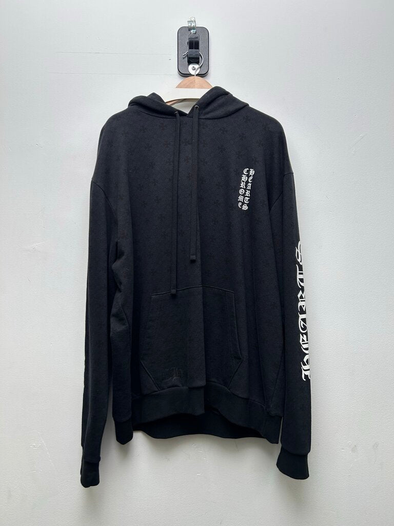 Preowned Chrome Hearts Black Vertical Logo Monogram Hoodie Sz.XL