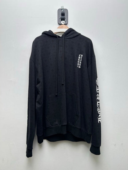 Preowned Chrome Hearts Black Vertical Logo Monogram Hoodie Sz.XL