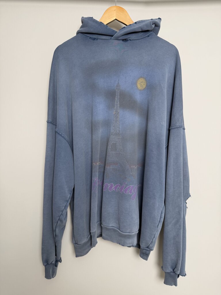 Pre-Owned Balenciaga Blue Paris Hoodie Sz. XL/XXL