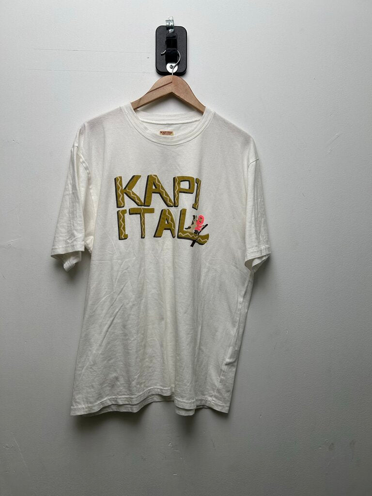 Preowned Kapital Spellout White Boat Tee Sz.Large