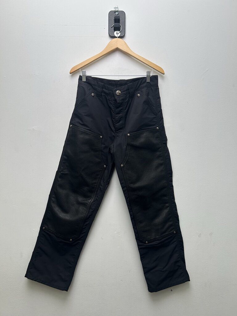 Preowned Chrome Hearts Black Leather Double Knees Sz.30