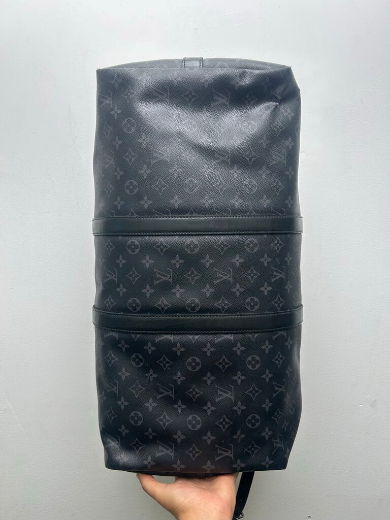 Preowned Louis Vuitton Black Grey Monogram Duffle