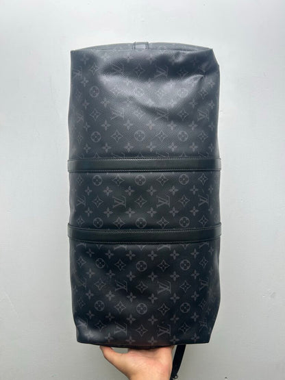 Preowned Louis Vuitton Black Grey Monogram Duffle