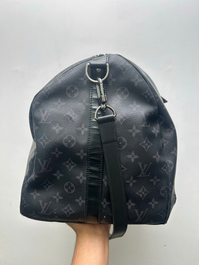Preowned Louis Vuitton Black Grey Monogram Duffle
