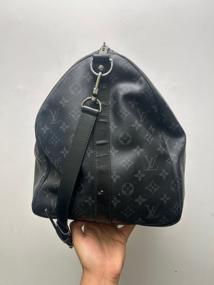 Preowned Louis Vuitton Black Grey Monogram Duffle