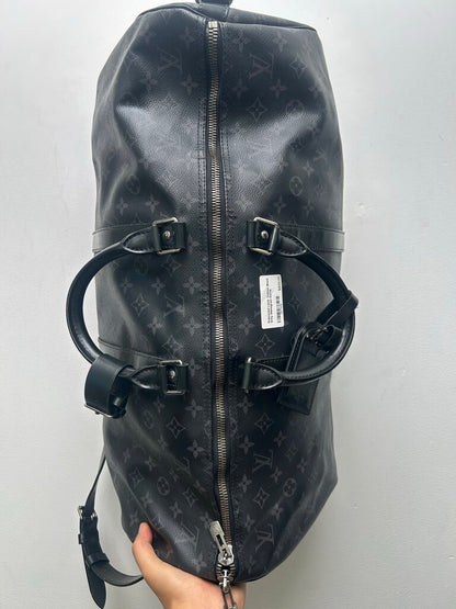 Preowned Louis Vuitton Black Grey Monogram Duffle