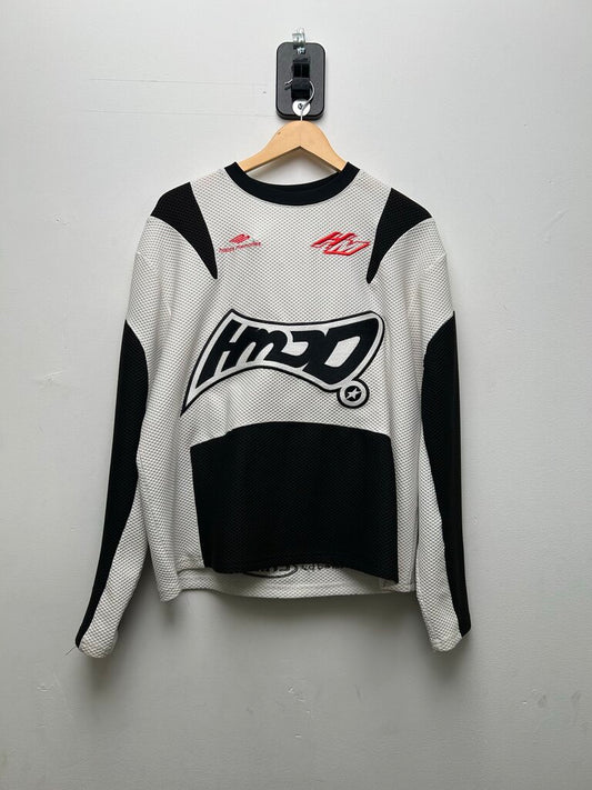 Preowned HMDD White Black Red Ls Jersey Sz.Small