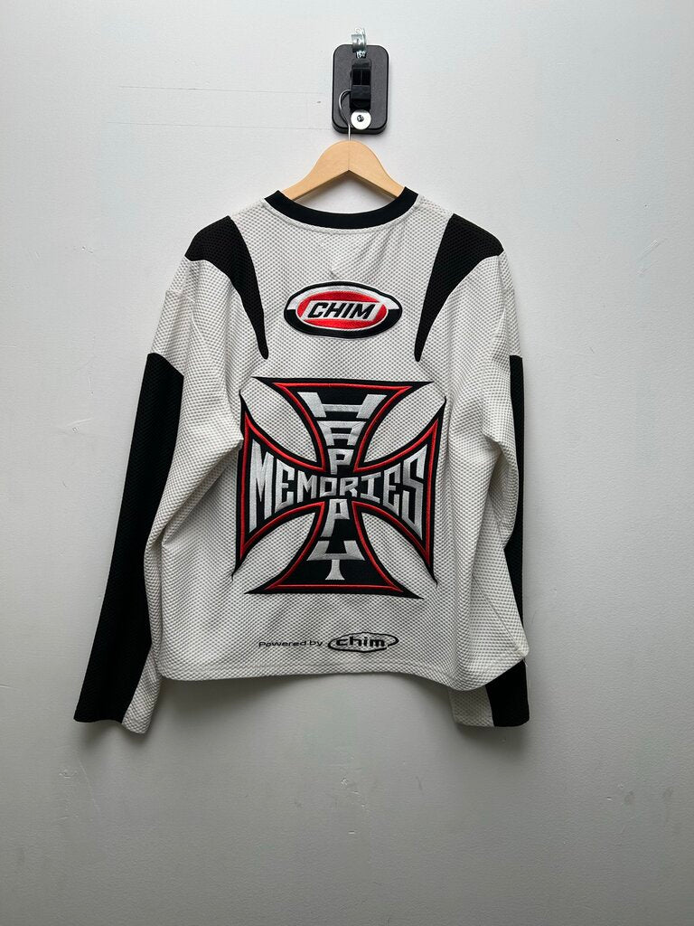 Preowned HMDD White Black Red Ls Jersey Sz.Small