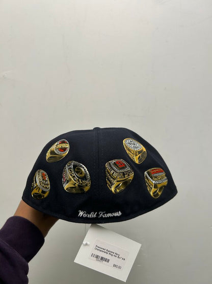 Preowned Supreme Navy Championship Ring Hat Sz.7 5/8