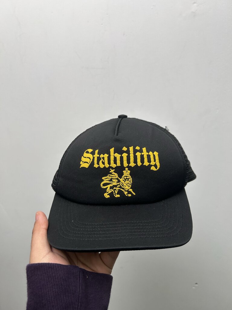 Preowned Supreme Black Yellow Stability Hat