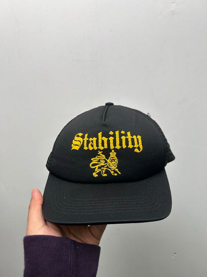 Preowned Supreme Black Yellow Stability Hat
