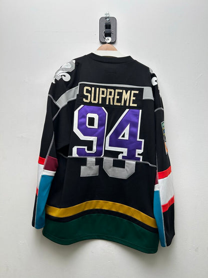 Preowned Supreme Paneled Black Hockey Jersey Sz.XL