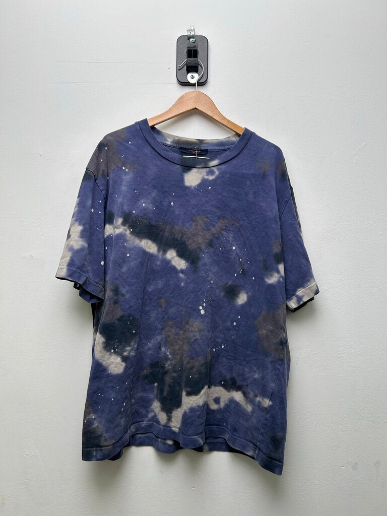 Preowned Louis Vuitton Blue Splash Camo Tee Sz.4L