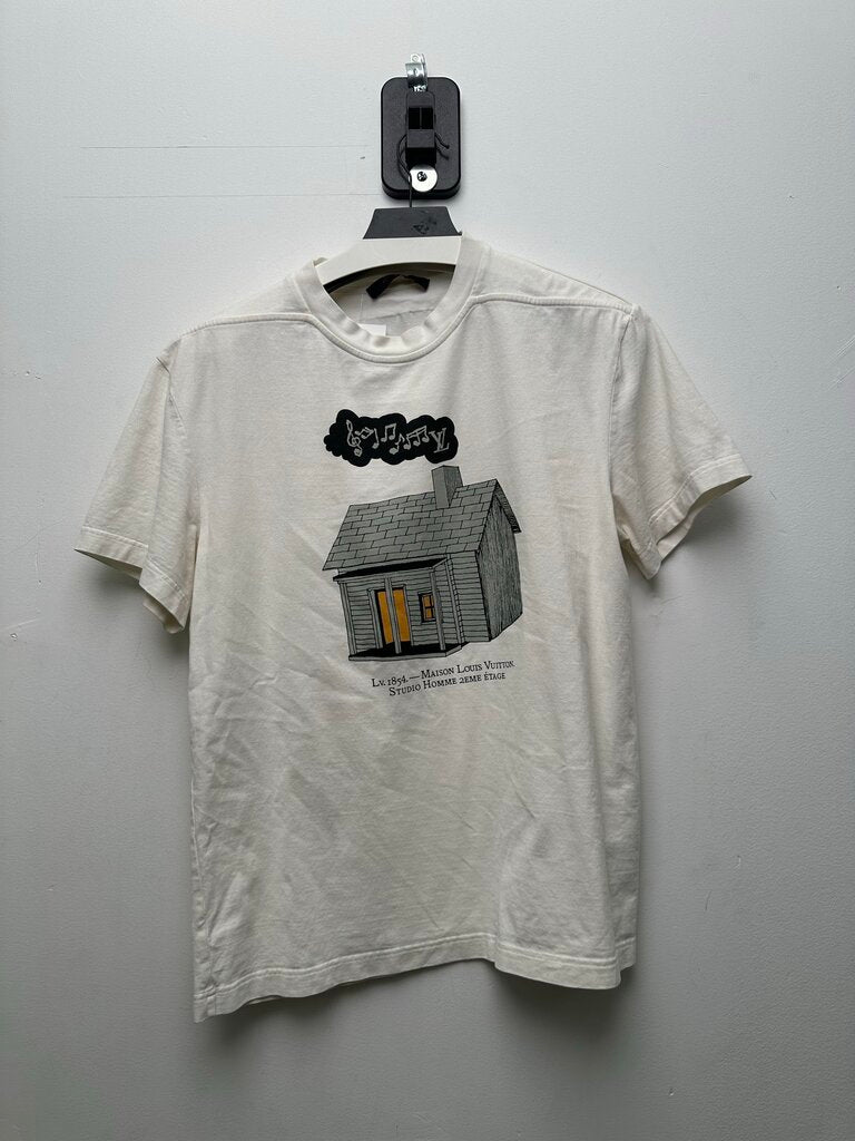 Preowned Louis Vuitton White Studio Homme Tee Sz.Medium